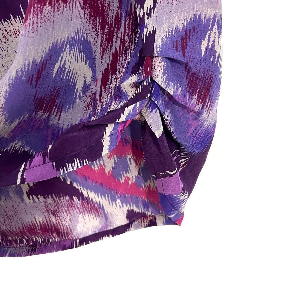 Gibson Women’s Size Small Antique Purple 100% Silk Short Sleeve Pocket Blouse - Picture 6 of 10